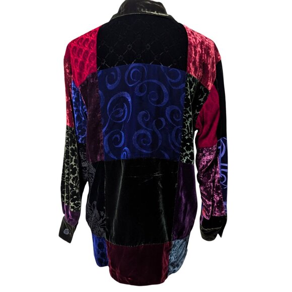 Vintage Banana Republic Womens Size XS Velvet Patchwork 4 Button Boho Hippie Top - Picture 4 of 9